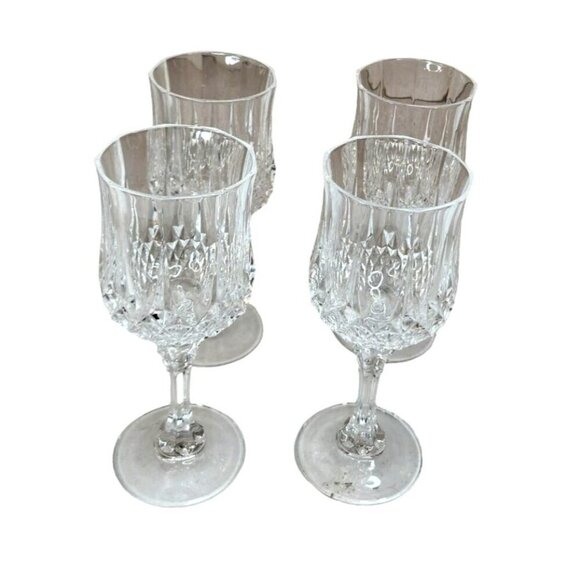 Vintage Crystal Wine Glasses Set Of 4 6.5'' tall Cristal D'Arques-Durand Longcha - Picture 3 of 15